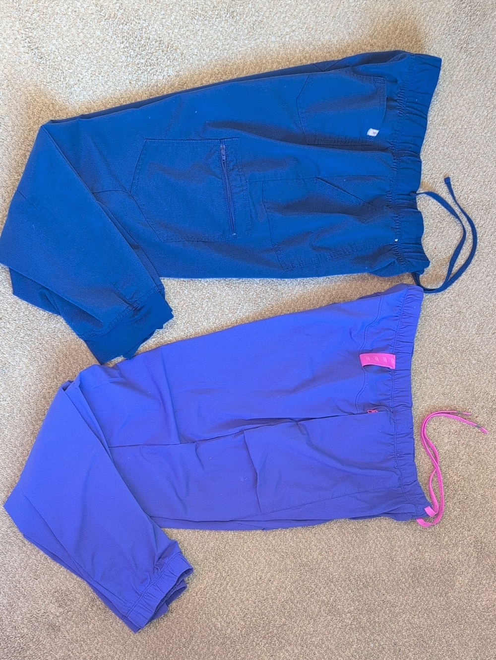 Women's Elastic Waist Scrub Pants in Royal & Periwinkle.  Size L
